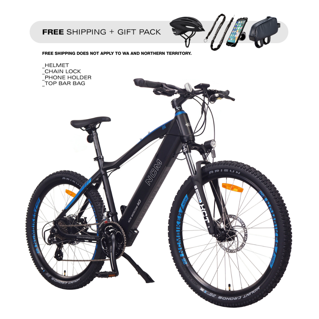Bicicleta de montaña eléctrica NCM Moscow M3, 250 W, batería de 576 Wh