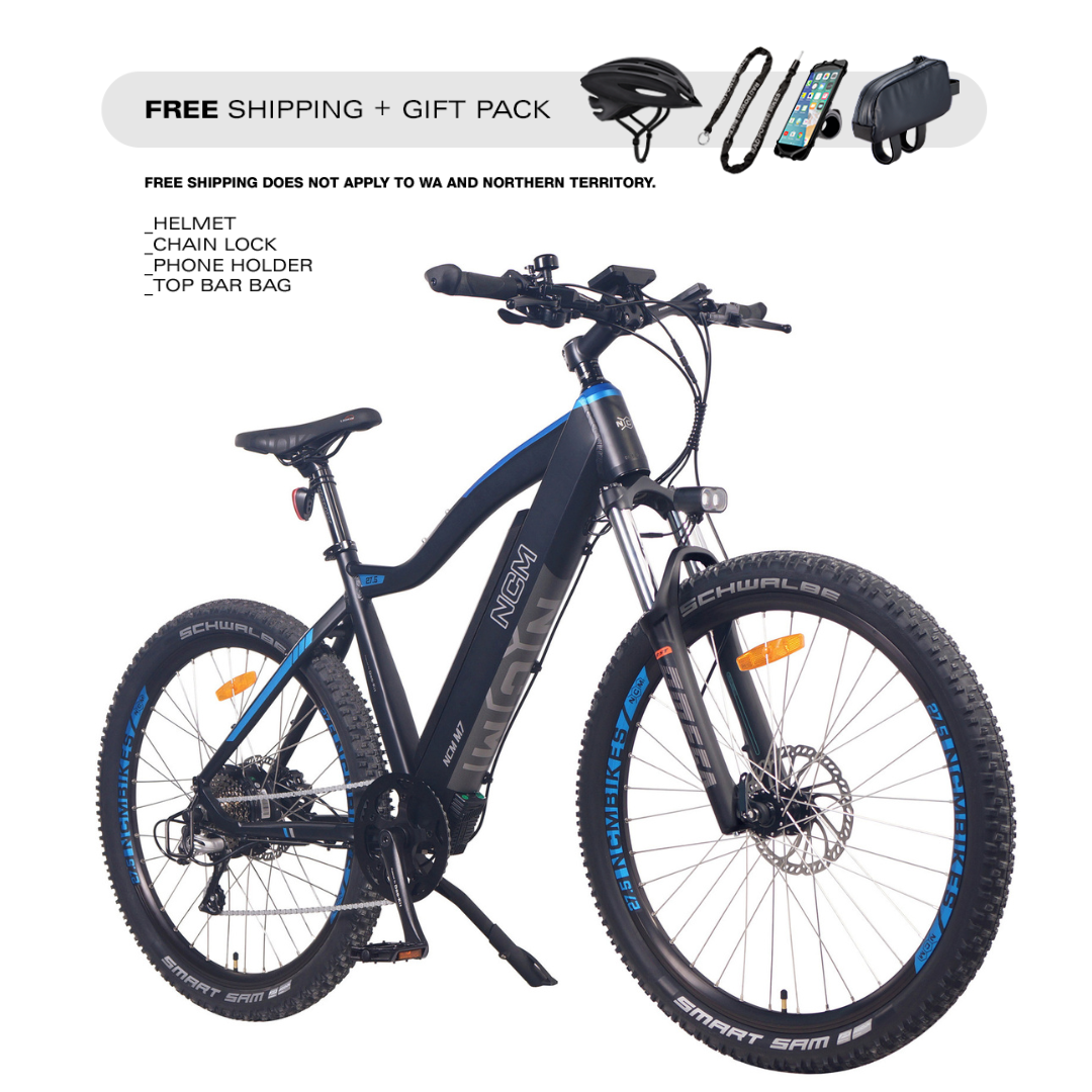 NCM Moscow M7 Electric Mountain Bike, E-MTB, 250W, 48V 19Ah 912Wh Battery
