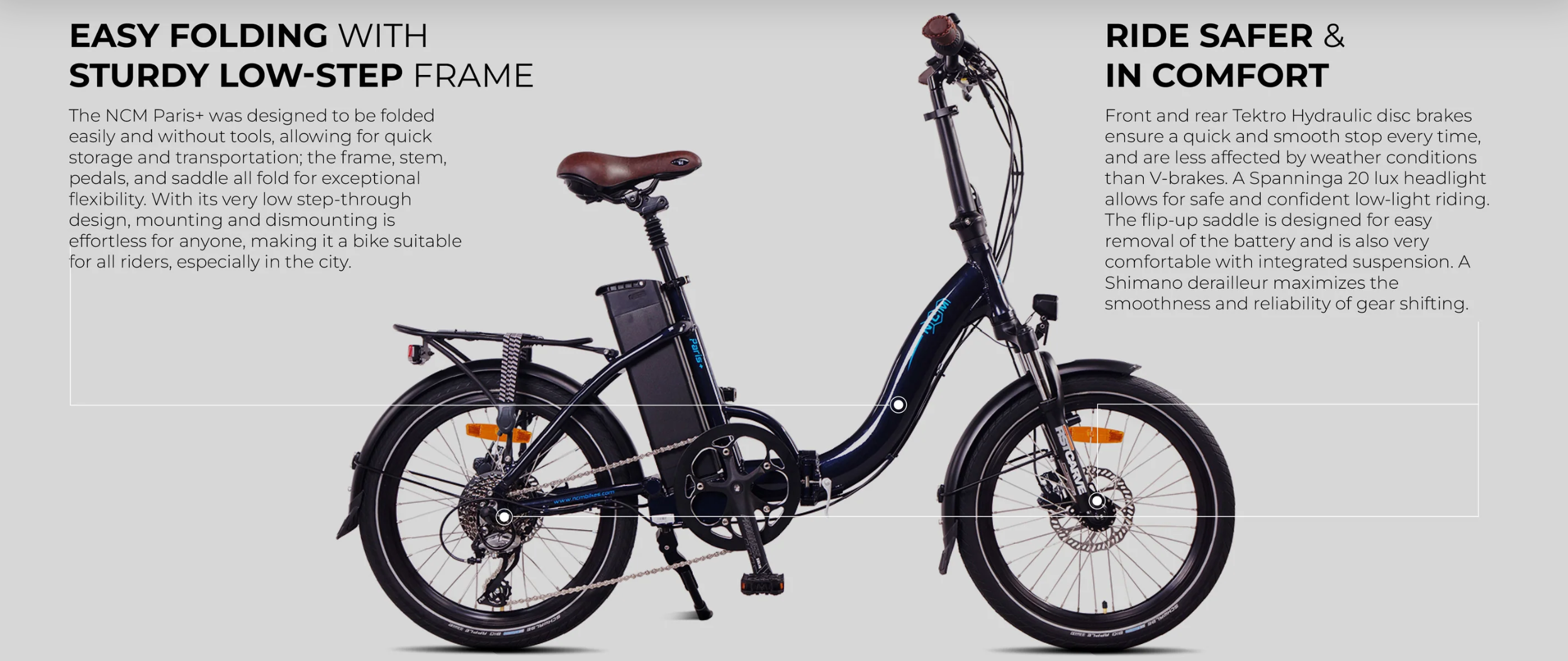 NCM Paris+ Folding E-Bike, 250W, 36V 19Ah 684Wh Battery