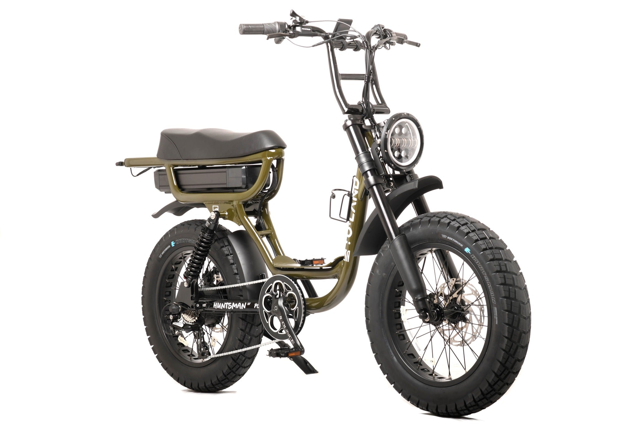 Green electric bike on a white background