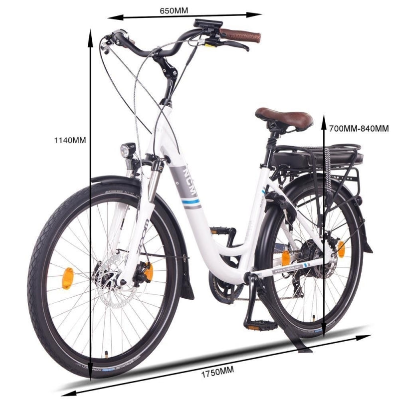 Bicicleta eléctrica de trekking NCM Munich de 250 W a 500 W y 36 Ah 