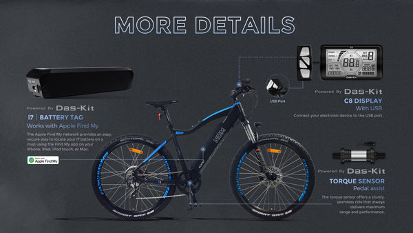 Bicicleta de montaña eléctrica NCM M7, E-MTB, 250 W, batería de 48 V, 19 Ah, 912 Wh, 27,5" 