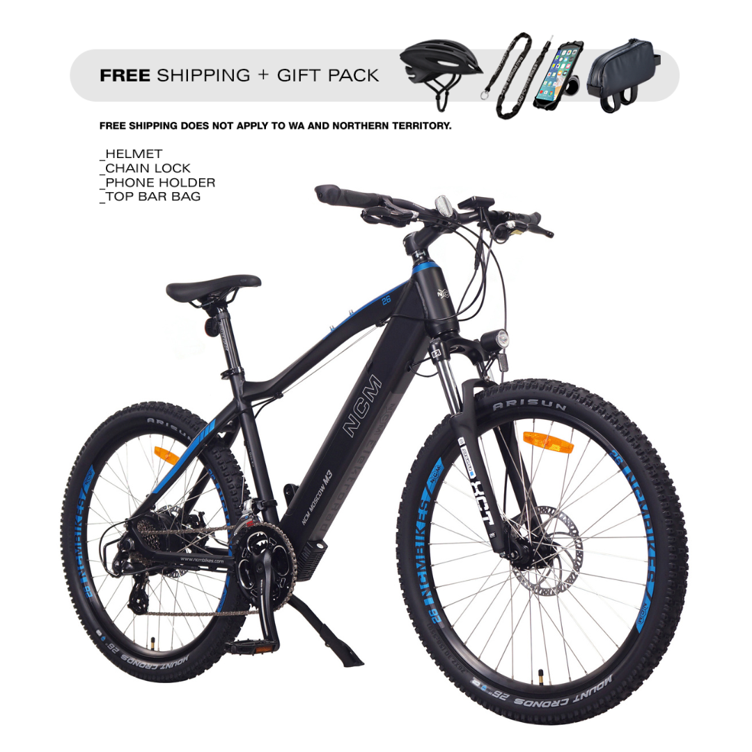 NCM Moscow M3 Electric Mountain Bike, 250W E-MTB, 576Wh Battery