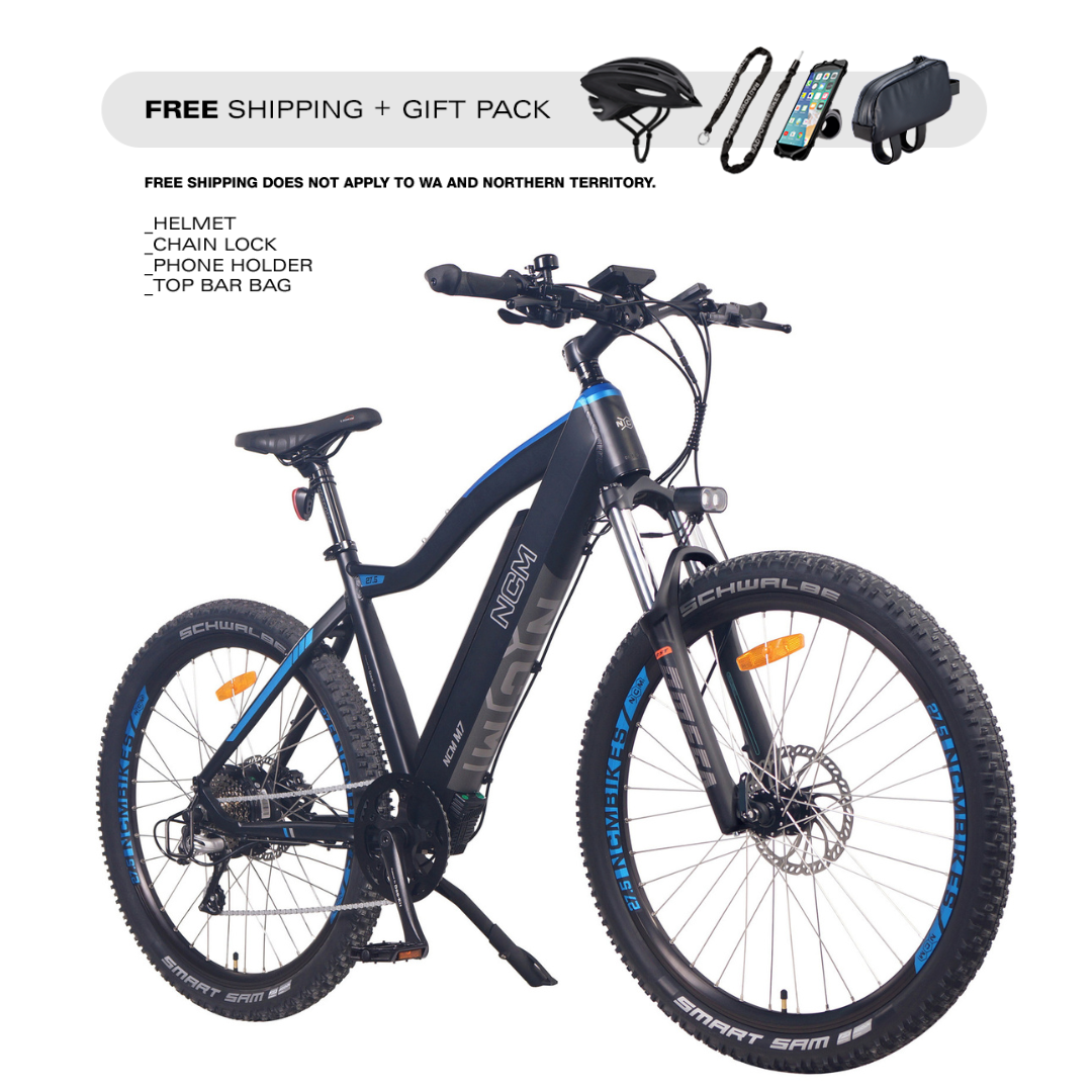 Bicicleta de montaña eléctrica NCM M7, E-MTB, 250 W, batería de 48 V, 19 Ah, 912 Wh, 27,5" 