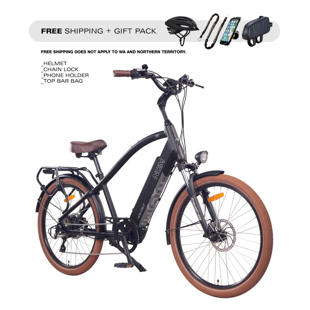 NCM Cru7 Cruiser Electric Bike, 250W, E-MTB, 48V 19Ah 912Wh Battery