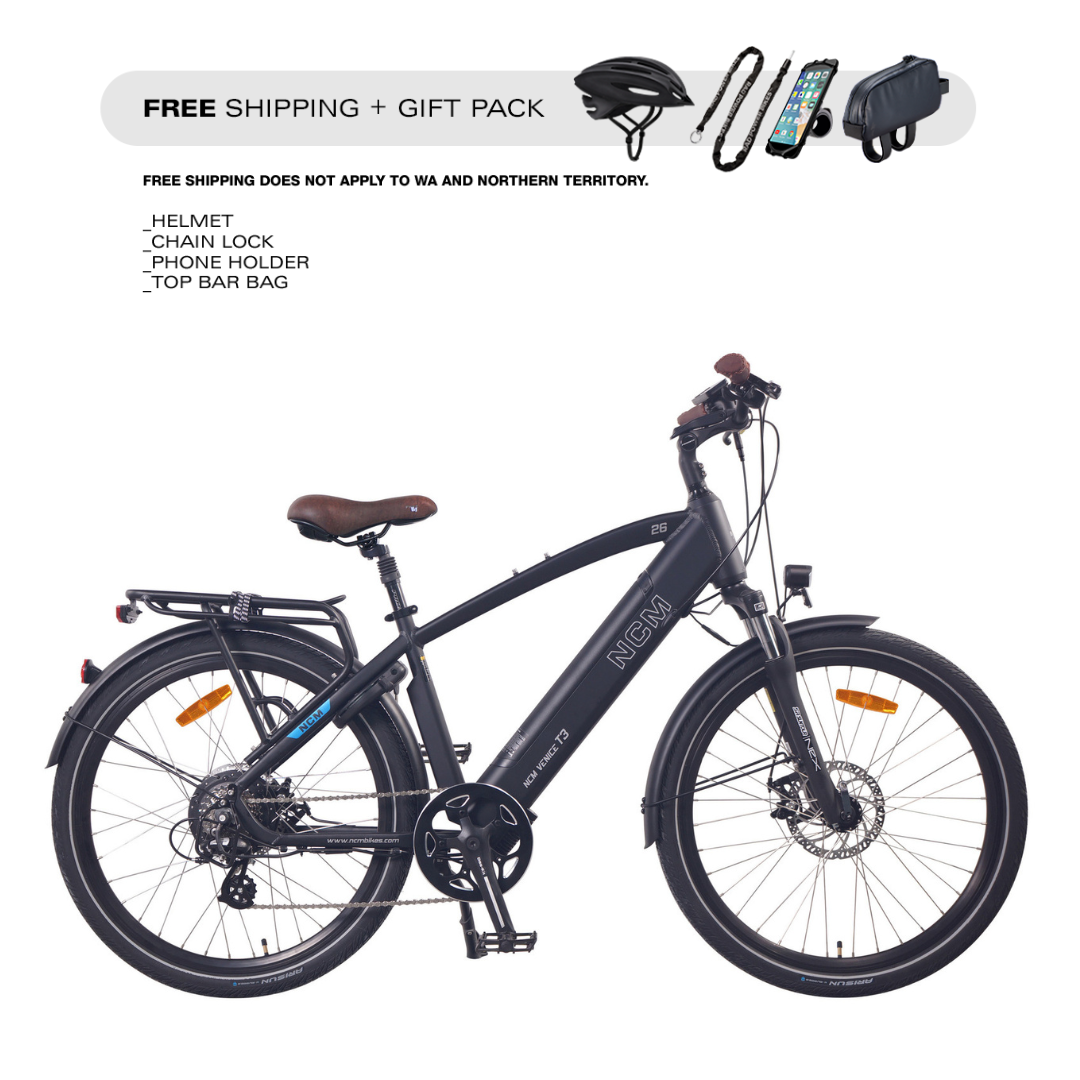 Bicicleta eléctrica de trekking NCM T3, bicicleta urbana, 250 W, batería de 48 V, 12 Ah, 576 Wh