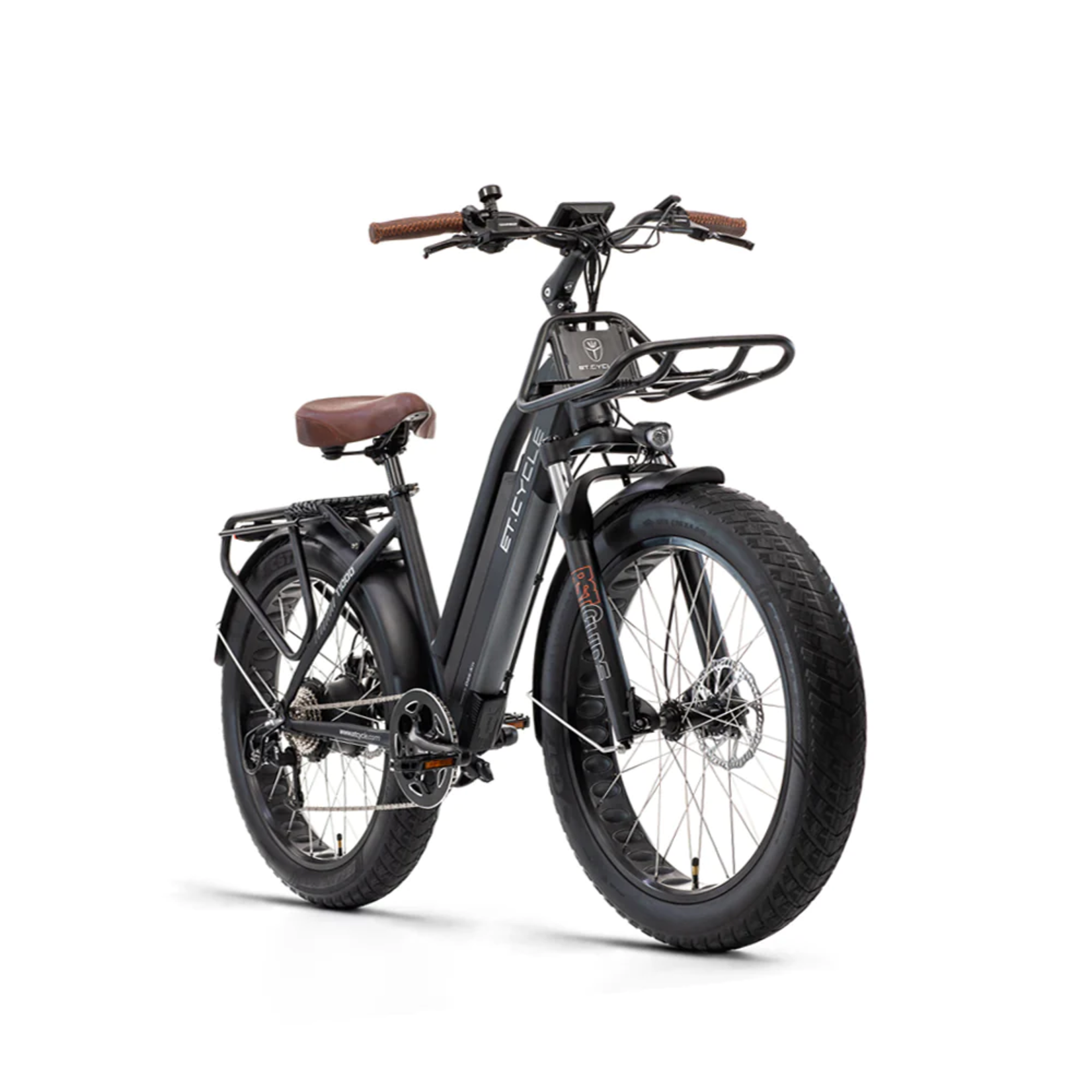 Bicicleta eléctrica de montaña ET.Cycle T1000 Fat Trekking con cuadro de cuadro, frenos hidráulicos, 48 ​​V, 21 Ah, 1008 Wh, color negro mate