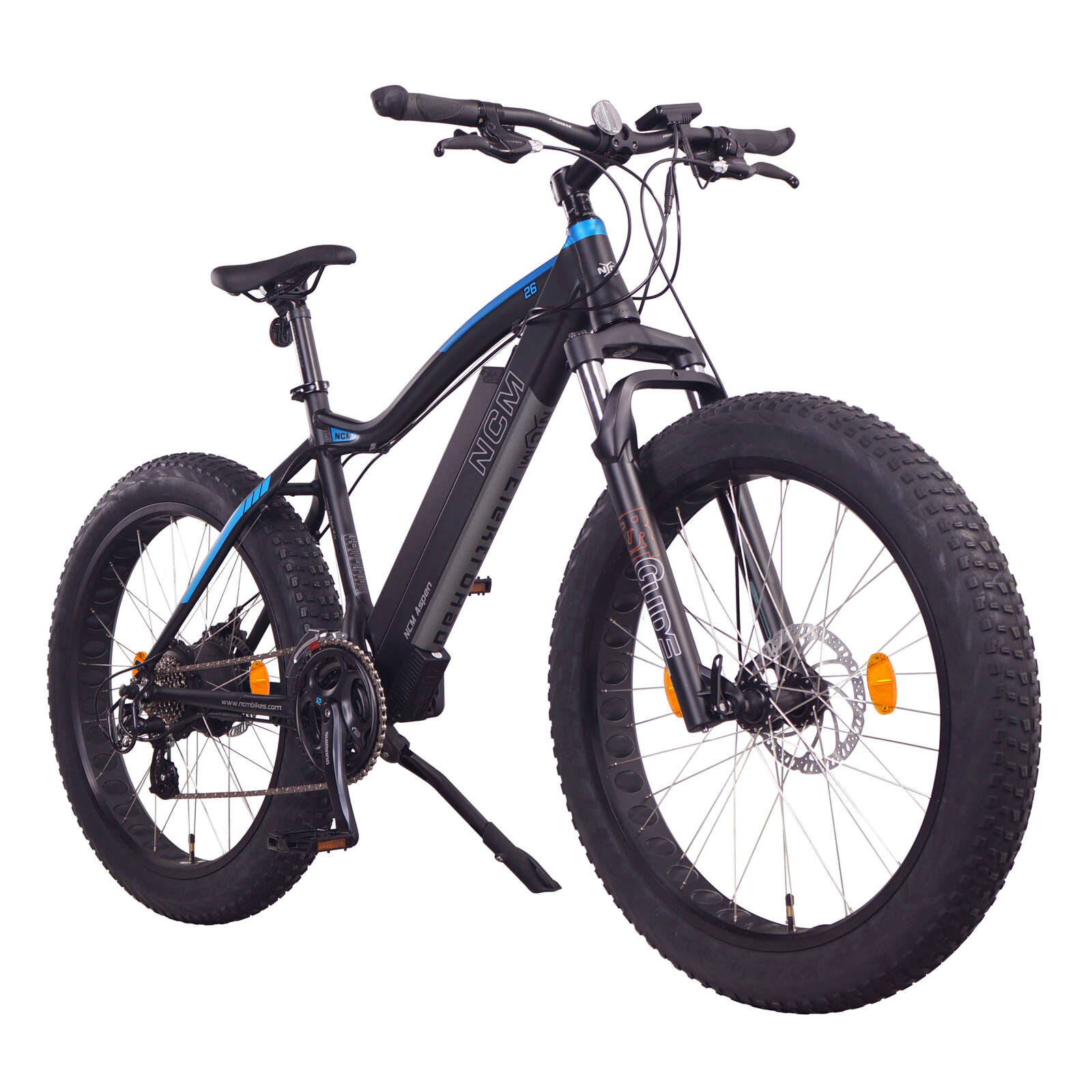 Bicicleta eléctrica NCM Aspen Fat, E-Bike, 48 V, 13 Ah, 250 W, batería E-MTB de 624 Wh [negra, 26'] 